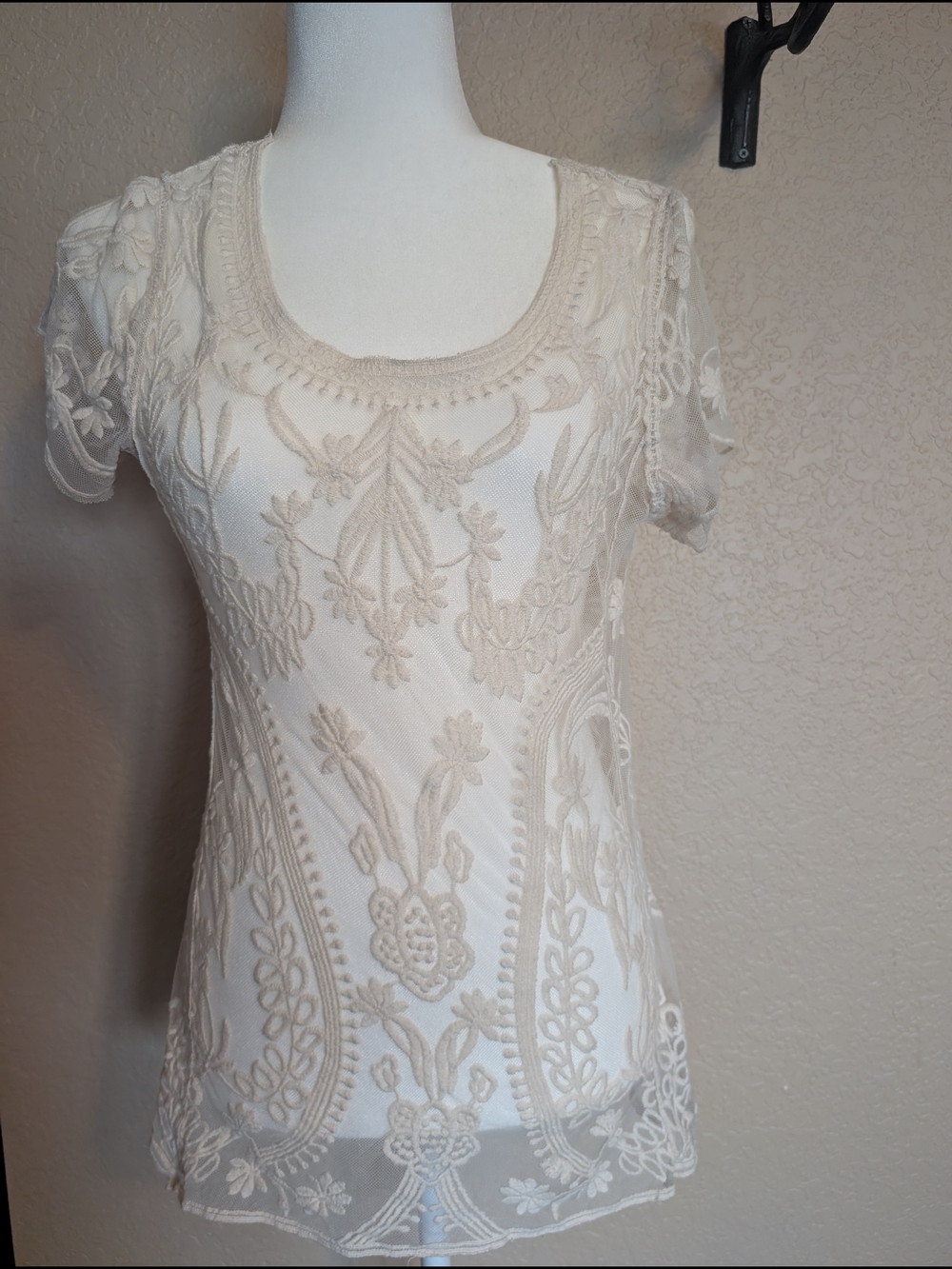 Anthrologie Dulcie Ivory Sheer Shirt
